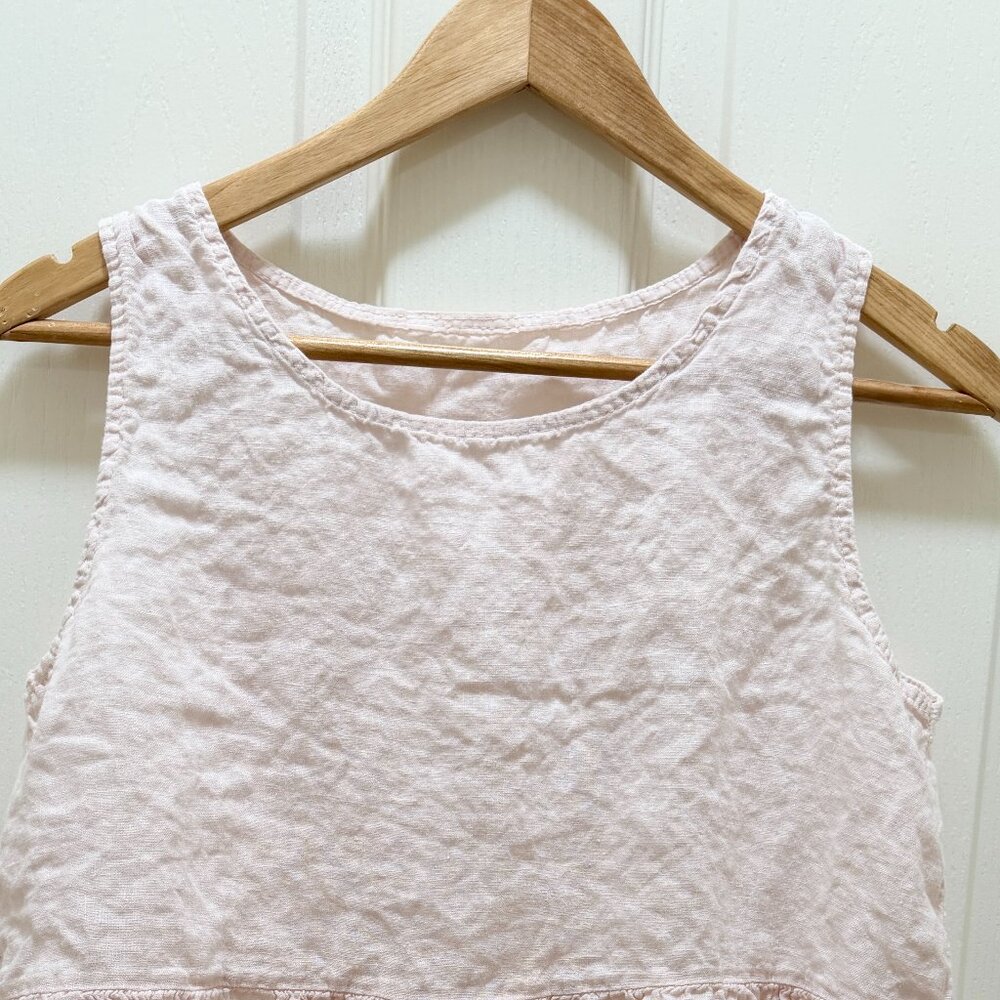 Francesca Bettini Italian Linen Top Size S Soft Pink Sleeveless Peplum Hem Boho - Picture 2 of 8